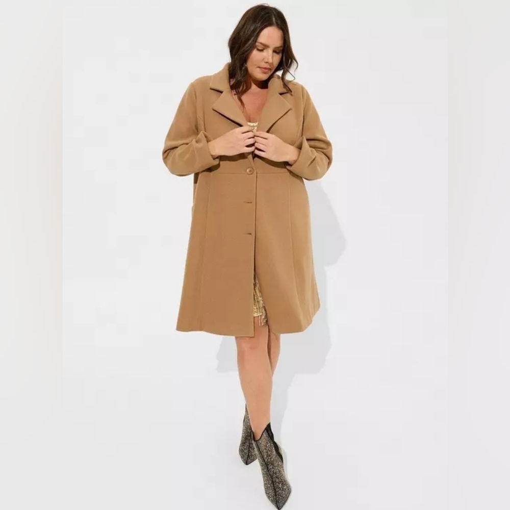 Torrid Camel Mid Length Faux Fur Fit And Flare Coat Size 5X NWT